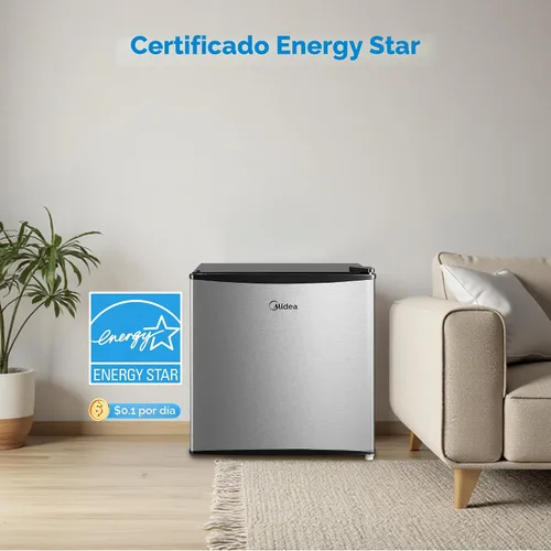 Miniatura 3 de Midea MERM17B0ASL 1.7 pies cúbicos Mini refrigerador, refrigerador compacto con termostato ajustable, puerta reversible, bajo nivel de ruido, Gris