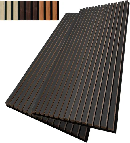 Miniatura 12 de AMZDEPOT Panel de pared de listones de madera, paneles de madera de 48 x 24 pulgadas para pared, paneles de pared insonorizados 3D, paneles Nogal