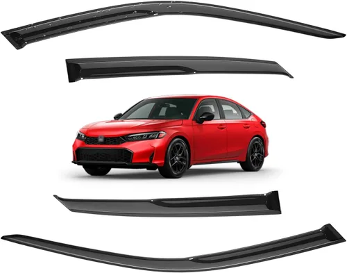 Miniatura 13 de Viseras para ventanas para Mazda 3 Sedán 4 puertas 2004 2005 2006 2007 2008 2009 estilo JDM Mugen, deflector de viento, protector solar y de lluvia