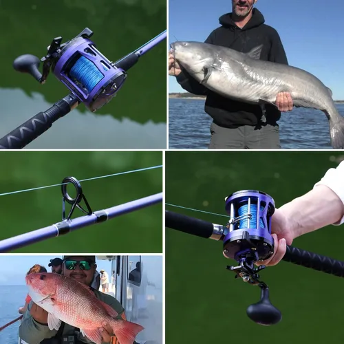 Miniatura 9 de Sougayilang Combo de carrete de caña de pescar de arrastre – Caña de pesca resistente en la costa/bagre con carrete de tamaño 4000, combo de agua
