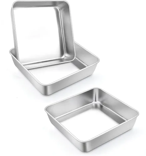 Miniatura 9 de TeamFar Molde Cuadrado para Pastel de 6 Pulgadas, Molde Cuadrado de Acero Inoxidable para Lasaña Pastel Brownie, Saludable y Resistente, Apto