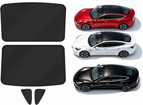 Parasol negro para techo solar impermeable – Compatible con Tesla Model 3/Highland 2020-2026 – Bloqueo UV y reducción de calor – con hebilla negra –