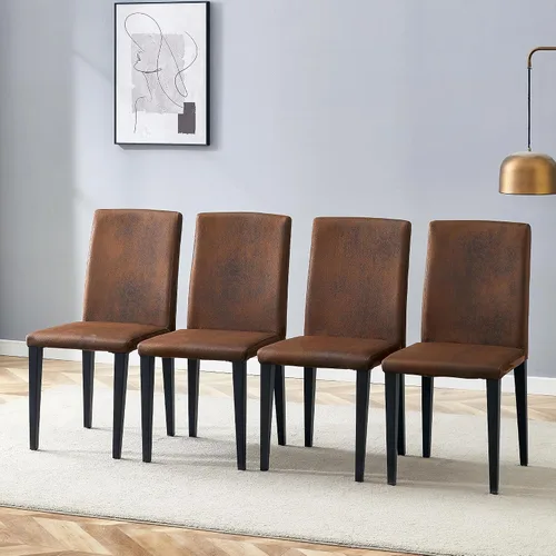 Miniatura 12 de AZmac Juego de 2 sillas de comedor modernas negras, sillas de cocina tapizadas de piel sintética con respaldo alto y asiento acolchado, sillas