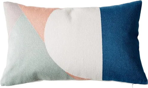 Miniatura 12 de vctops Funda decorativa para cojín con detalles de penachos geométricos estilo bohemio, funda de almohada cuadrada bordada en algodón para sofá