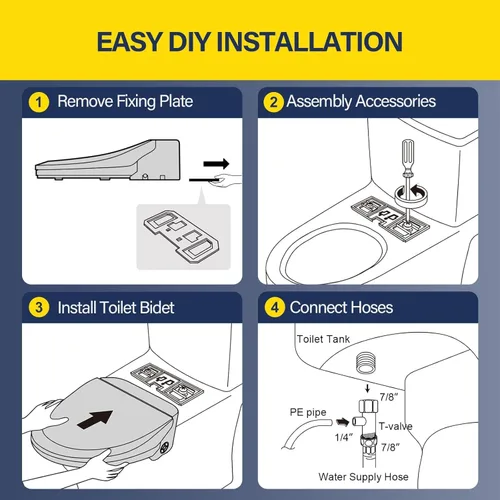 Miniatura 8 de Asiento de inodoro con bidé, agua caliente ilimitada inteligente, asiento para inodoro calefactado electrónico con control remoto, lavado turbo