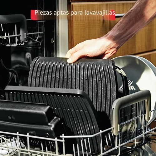 Miniatura 5 de T-Fal OptiGrill - Parrilla eléctrica de acero inoxidable, 4 porciones, 6 modos de cocción automáticos, parrilla inteligente, poco hecho a bien