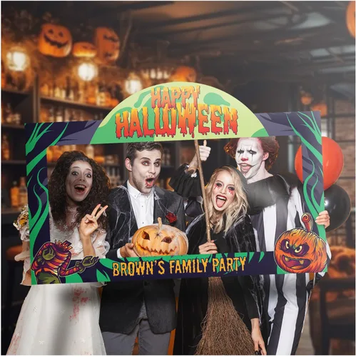 Marco de cabina de fotos personalizado para fiesta de Halloween, accesorio de selfie personalizado con temática de calabaza, marco de selfie de
