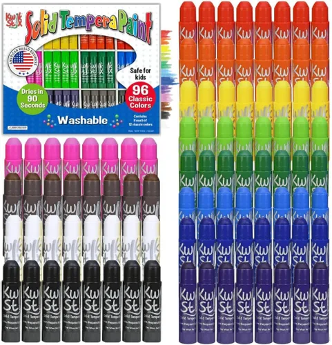 Kwik Stix - Barras de pintura de témpera sólidas, 96 colores, barras de pintura lavables para niños, secado súper rápido, no tóxicas, libres de