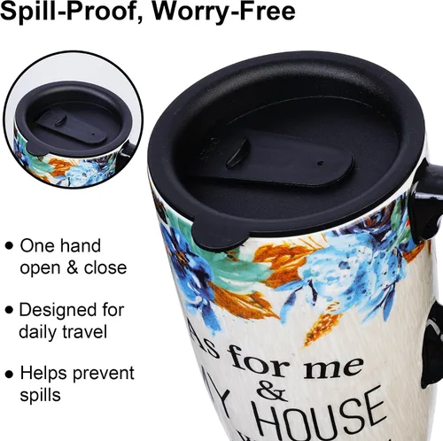 Miniatura 4 de Topadorn Taza de viaje de cerámica con tapa y asa para los amantes del café, tapa resistente a salpicaduras - Vaso para llevar para portavasos de En