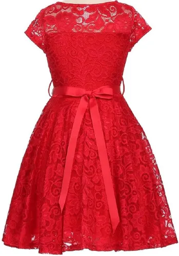 Miniatura 31 de Little Girl - Vestido de niña con manga de encaje y cinturón de piedras