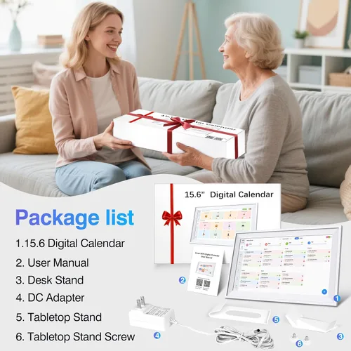 Miniatura 8 de Calendario digital de 15.6 pulgadas, calendario de pared con pantalla táctil, calendarios electrónicos para organizador familiar, sincronización