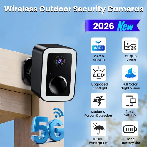 Miniatura 7 de Cámaras de seguridad 2K actualizadas 2026 inalámbricas para exteriores, detección de movimiento AI y alarma de sirena de foco, cámara exterior