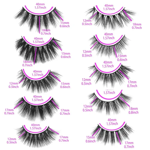 Miniatura 4 de Lashes Bulk mikiwi - Paquete de 30 pestañas, 0.47-0.78 pulgadas, pestañas de visón falso 5D al por mayor, pestañas de ojos de volumen natural