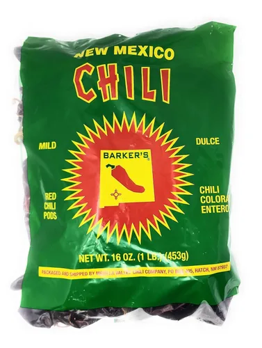 Barker's Cápsulas de chile rojo seco, 16 onzas, suaves, cultivadas en la mundialmente famosa escotilla de la región de chile, NM, sin conservantes,