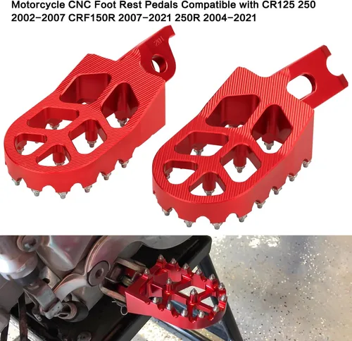 Miniatura 7 de LKV Estriberas CNC para motocicleta, pedal de descanso compatible con Honda CR125 CR250 CRF150R CRF250L CRF250R CRF250R CRF250X CRF300L CRF450R Rojo