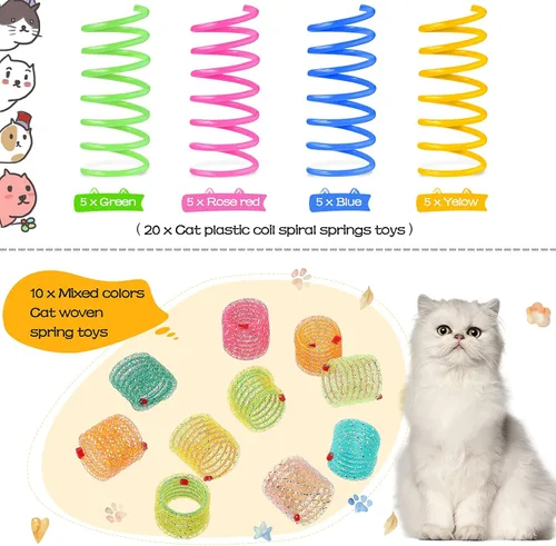 Miniatura 3 de Sumind 30 unidades de juguetes de resorte para gatos, resortes en espiral para interiores, interactivos para gatos, juguetes para mascotas, espiral