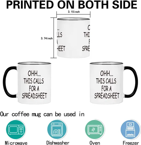 Miniatura 6 de WENSSY Accountant Gifts - Taza de hoja de cálculo, Oh This Calls For a Spreadsheet taza, regalo divertido para jefe de contabilidad CPA hombres