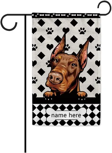 Miniatura 47 de Bandera personalizada de jardín para perro, lindo perro salchicha salchicha, lunares, búfalo, bandera a cuadros para decoración del hogar al aire