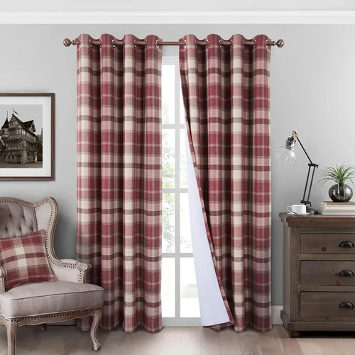 Miniatura 11 de always4u - Cortinas térmicas aisladas con diseño de cuadros, de 63 pulgadas de largo, de doble capa, cortinas térmicas para sala de estar