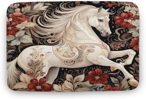 Miniatura 21 de Alfombra de baño de flores de caballo blanco, regalos de caballo para niñas, alfombra de baño de terciopelo antideslizante, tapete de ducha de felpa