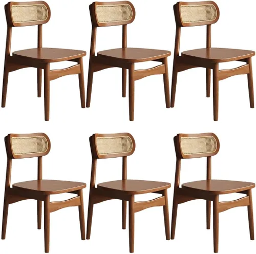YVYKFZD Solid Wood Dining Chairs Set, Armless Kitchen Chairs, Dining Room Chair with Rattan Backrest, Comfy Side Chair, for Living Room, Bedroom,
