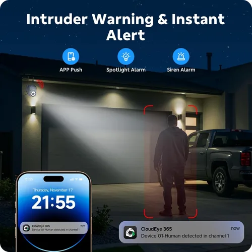 Miniatura 6 de CAMCAMP Sistema de cámara de seguridad de 16 canales, cámaras inalámbricas para seguridad en el hogar, seguimiento automático de 360°, control