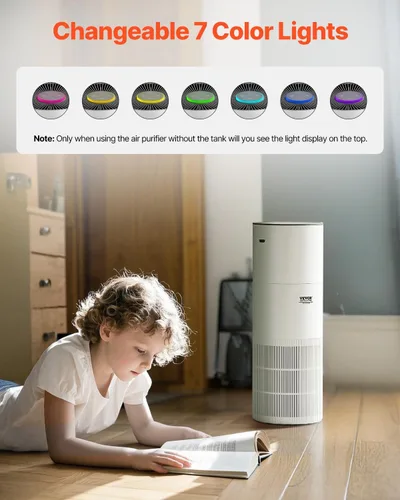 Miniatura 8 de VEVOR Purificador de aire 2 en 1 con humidificador, cubre hasta 1090 pies cuadrados en una hora, filtro True HEPA 11, silencioso de 22dB, filtra