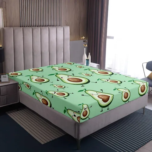 Miniatura 4 de Sábana bajera ajustable de aguacate para niños, juego de ropa de cama Kawaii de aguacates para decoración de habitación, linda sábana de frutas