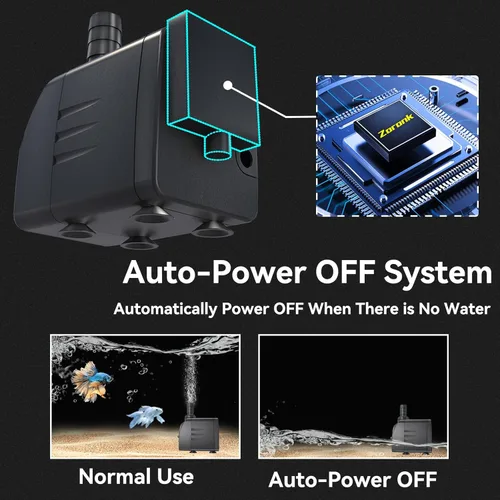 Miniatura 2 de Bomba sumergible de estanque sumergible de apagado automático de 400 GPH (1500 L/H 25 W), bomba de agua ultra silenciosa con elevación de 6.5 pies