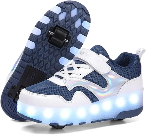 HHSTS Zapatos para niños – Nuevos mejorados con ruedas zapatos de luz LED de colores patines rodantes brillantes zapatos de patinar regalos simples