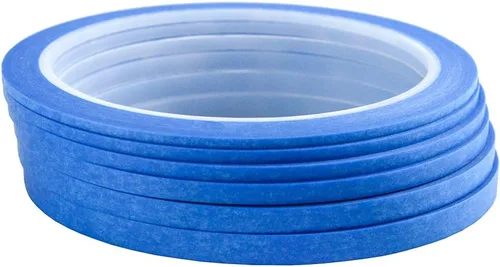 JINBING 6 Rollos de Cinta Adhesiva Washi para Arte de Uñas DIY, Dibujo, Creación de Patrones 2 mm 2.5 mm 3 mm 4 mm 5 mm 6 mm x 25 m (Azul)