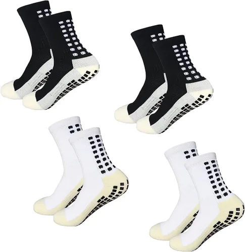 Yufree Calcetines de fútbol para hombre, antideslizantes, almohadillas de agarre antideslizantes para fútbol, baloncesto, deportes, 4 pares