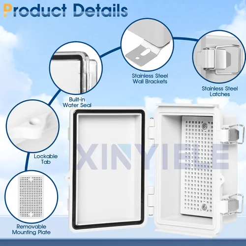 Miniatura 3 de Caja de conexiones de plástico ABS impermeable para proyectos al aire libre, IP67, resistente a la intemperie, a prueba de polvo con cubierta