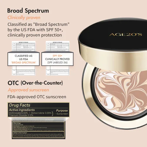 Miniatura 5 de AGE20'S Signature Essence Pact SPF 50+ Paquete de 1 13C PORCELANA Base en crema, acabado luminoso, cobertura natural Base cushion coreana