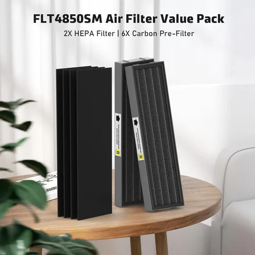 Miniatura 5 de Filtro B de repuesto HEPA transparente de humo compatible con AC4825 AC4300 AC4800 AC4900 AC4850, 2 filtros HEPA verdaderos y 6 prefiltros de carbón