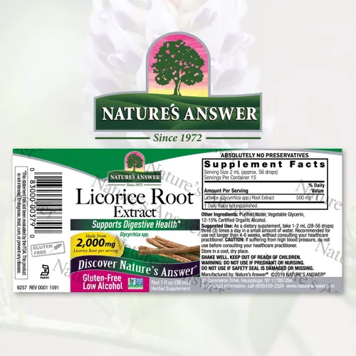 Miniatura 2 de Nature's Answer Extracto orgánico de raíz de regaliz bajo en alcohol de 2000 mg de 1 onza Apoyo a la digestión Refuerzo inmunológico natural