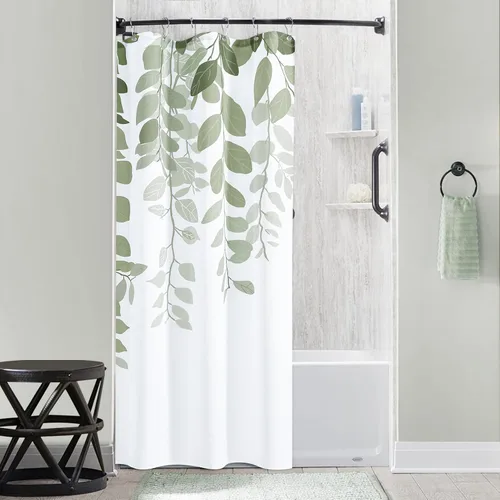 Miniatura 43 de BOODII Cortinas de ducha negras de 36 x 72 pulgadas, cortina de ducha de eucalipto de primavera para baño, cortina de baño con textura de flameado