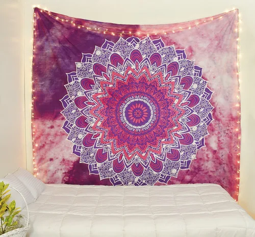 Miniatura 2 de Popular Handicrafts Tapiz para colgar en la pared, diseño de mandala hippie, bohemio, hippie, intrincado, indio, colcha, 54 x 60 pulgadas