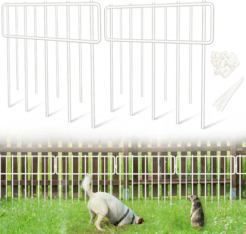 Miniatura 12 de Valla de Barrera de Animales, 10 Piezas Mejoradas de 1.26 Pulgadas Vallas Decorativas Sin Excavación para Conejos y Defensa del Suelo para Perros