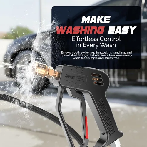 Miniatura 8 de Pistola de lavado a presión – Pistola de lavado de energía corta de 4000 PSI con giro de 360°, conexión rápida de 3/8 pulgadas, mango