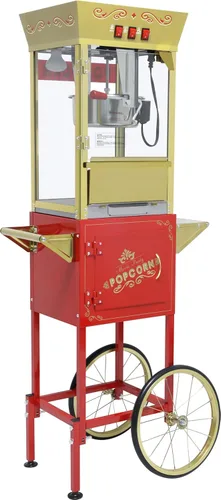 Miniatura 10 de Máquina comercial de palomitas de maíz de 32 onzas con carro, hervidor de acero inoxidable con ruedas, plataforma de calentamiento y vidrio Rojo