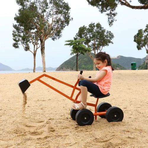 Miniatura 2 de Albott Excavadora de arena manejable con grúa de juguete que funciona con ruedas de 8 pulgadas y asiento giratorio de 360° (naranja)