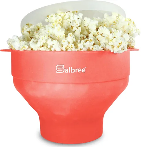 La máquina original Salbree para hacer palomitas de maíz plegable de silicona para microondas, cuenco microondas con capacidad de 16 tazas, utiliza