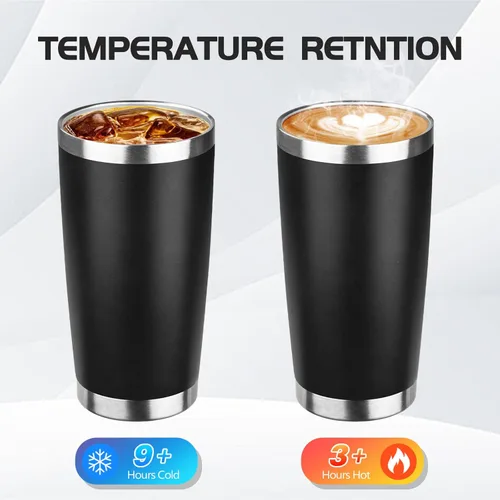 Miniatura 3 de StarSpeed Vaso de 20oz a granel con tapa, acero inoxidable de doble pared aislada al vacío, taza de café con recubrimiento de polvo para bebidas