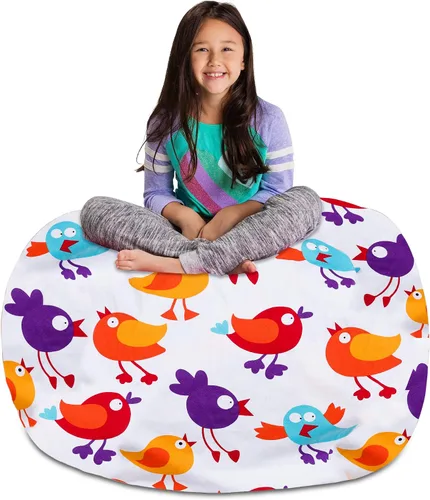 Miniatura 90 de Posh Stuffable - Sillón puff con almacenamiento para niños, contenedor de animales de peluche, organizador de juguetes de niños Lona rayas verde