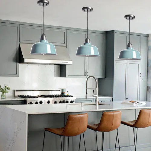Miniatura 3 de Luces Colgantes Azules de Granja Moderna para Isla de Cocina Macarons Cúpula Lámpara Colgante para Hogar Bar Encimera Cantina Comedor Dormitorio