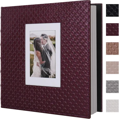 Miniatura 18 de RECUTMS - Álbumes de fotos de 60 páginas con tapa de cuero para manualidades, álbum de fotos autoadhesivo de 4x6, 5x7, 8x10, álbum de fotos Rosa
