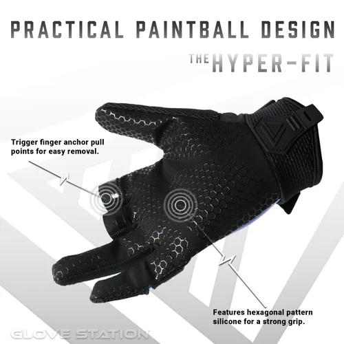 Miniatura 4 de Glove Station Hyper-Fit - Guantes tácticos de tiro y trabajo – azul, talla S, diseño sin 2 dedos, equipo de paintball y airsoft para hombres