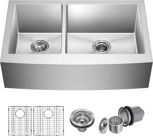Miniatura 8 de Kraus Standart Pro - Fregadero de cocina de 30 pulgadas con delantal de estilo granja, calibre 16, de un solo tazón, de acero inoxidable, KHF200-30
