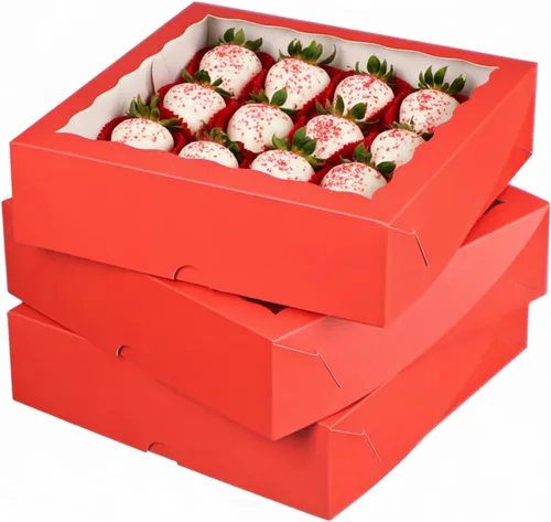 Miniatura 11 de TEMLQPACK 25 cajas de panadería marrones de 9 x 9 x 2.5 pulgadas con ventana para galletas, macarrón, fresas cubiertas de chocolate, mini pastel